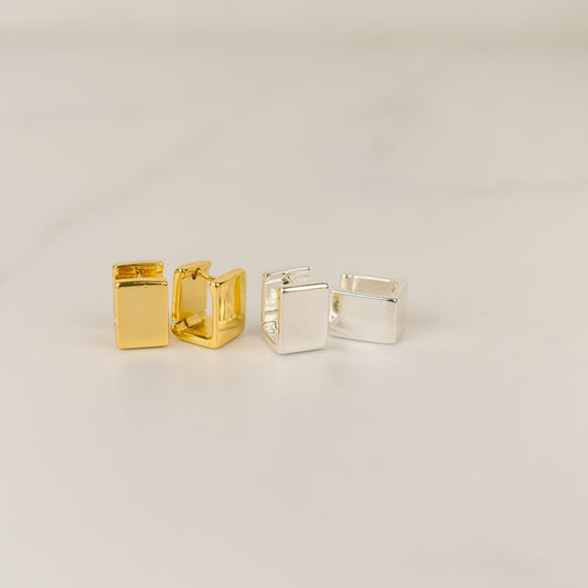 Squared Up Huggies | Hoop Earrings