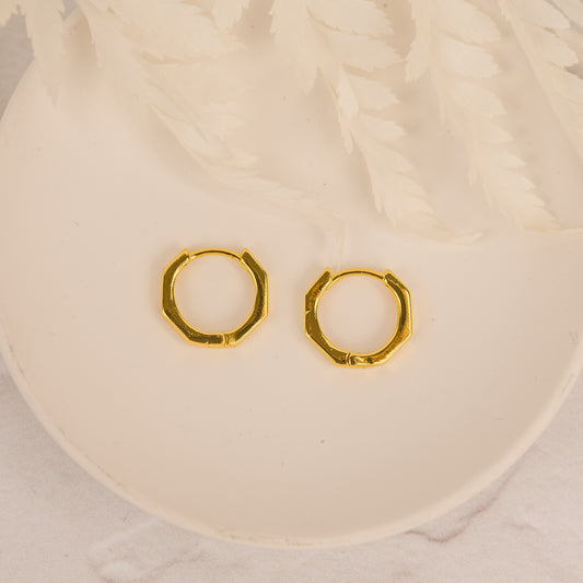 Octagon Huggies | Hoop Earrings