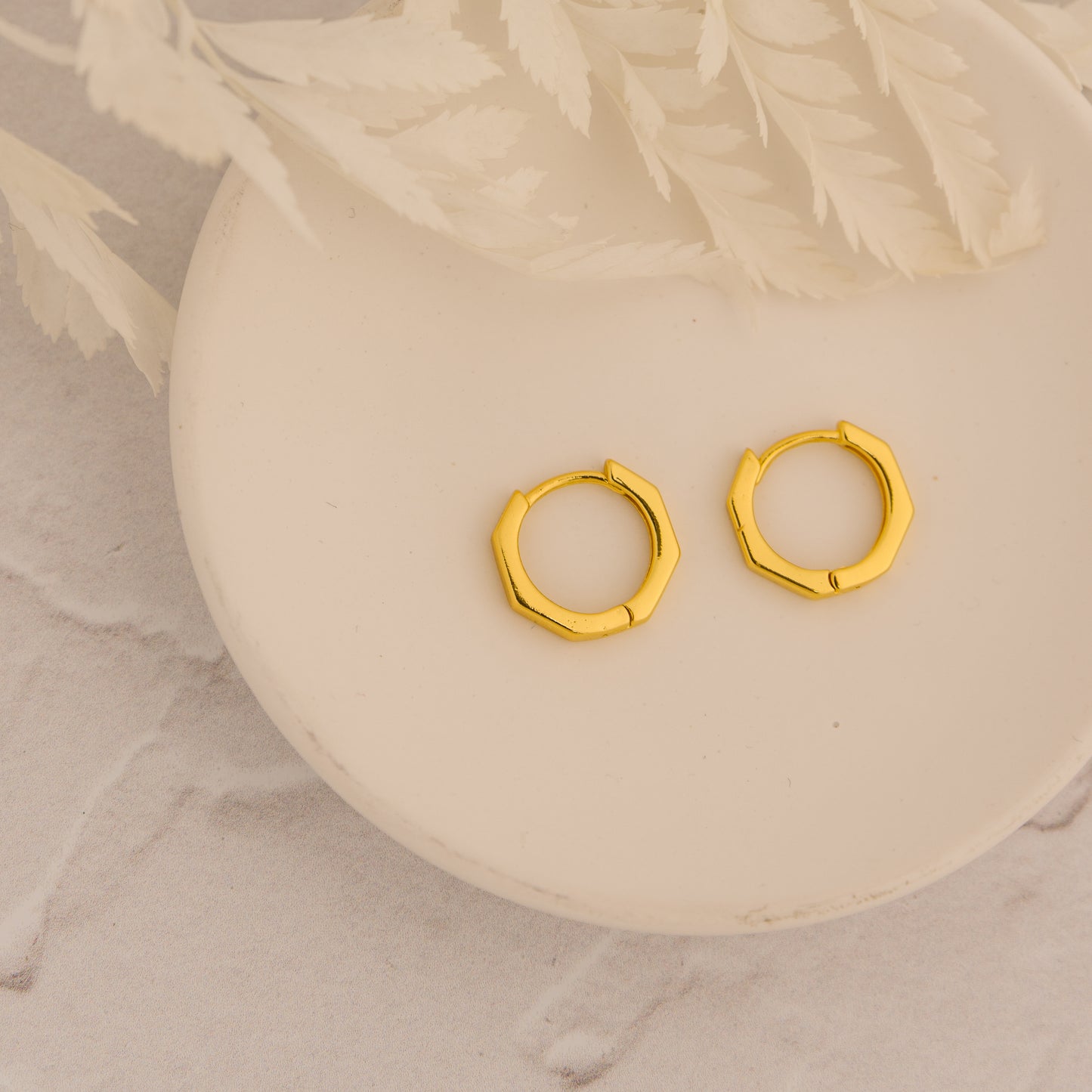 Octagon Huggies | Hoop Earrings