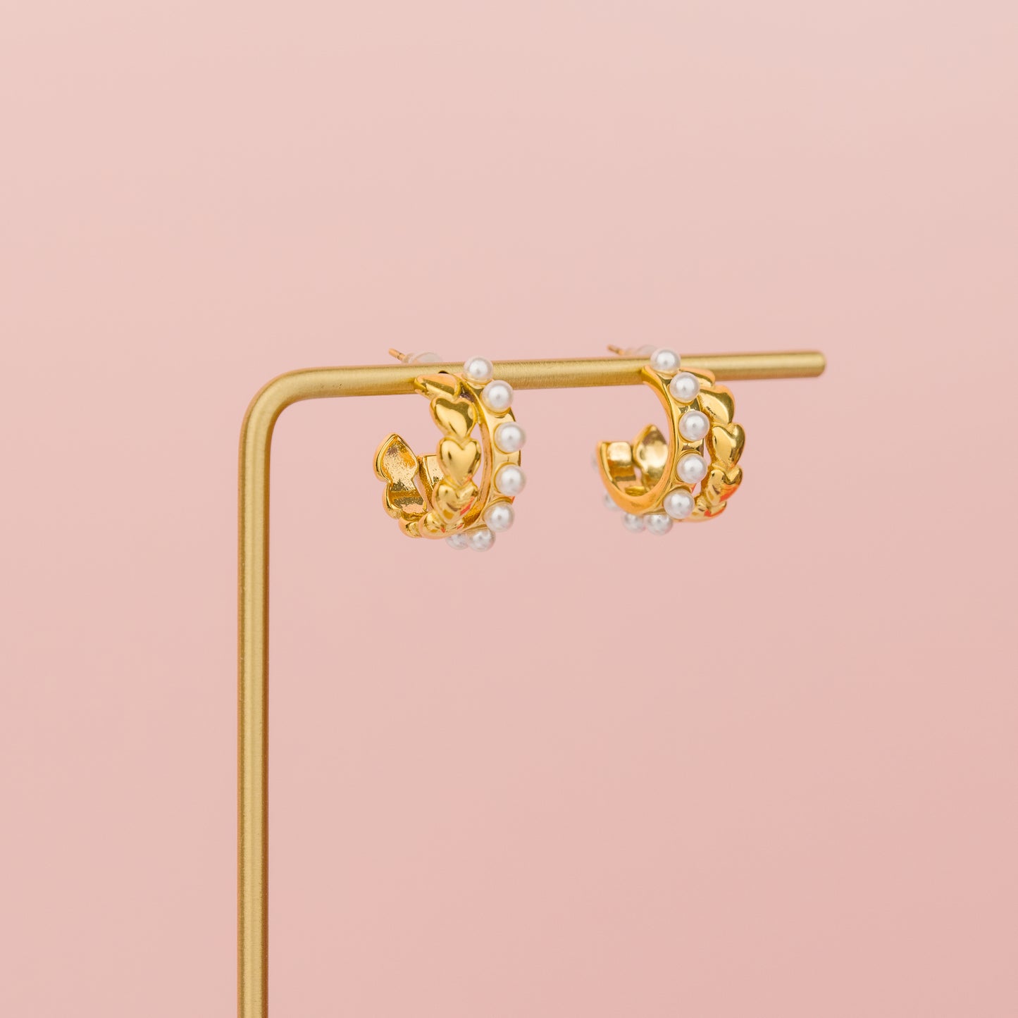 Pearl Heart Hoops | Hoop Earrings