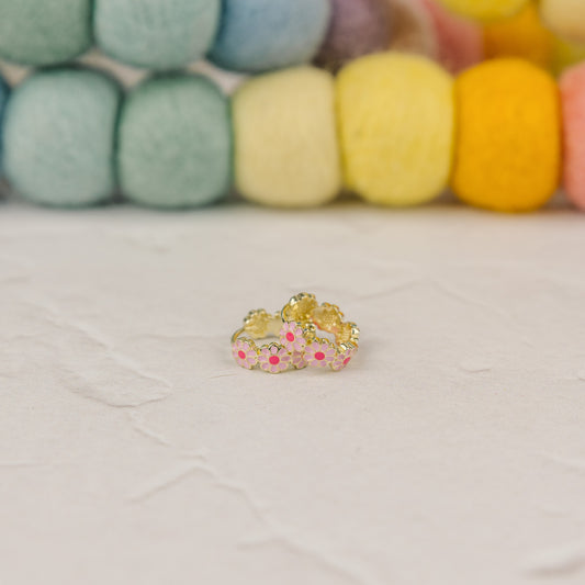 Pink Daisy Crown Huggies | Hoop Earrings