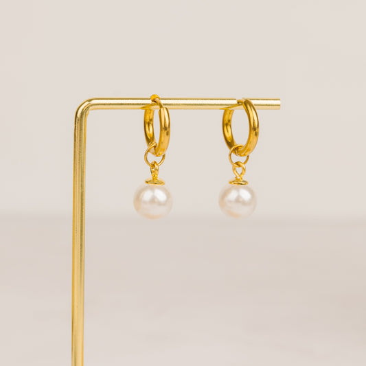 Pearl Drop Huggies | Hoop Earrings