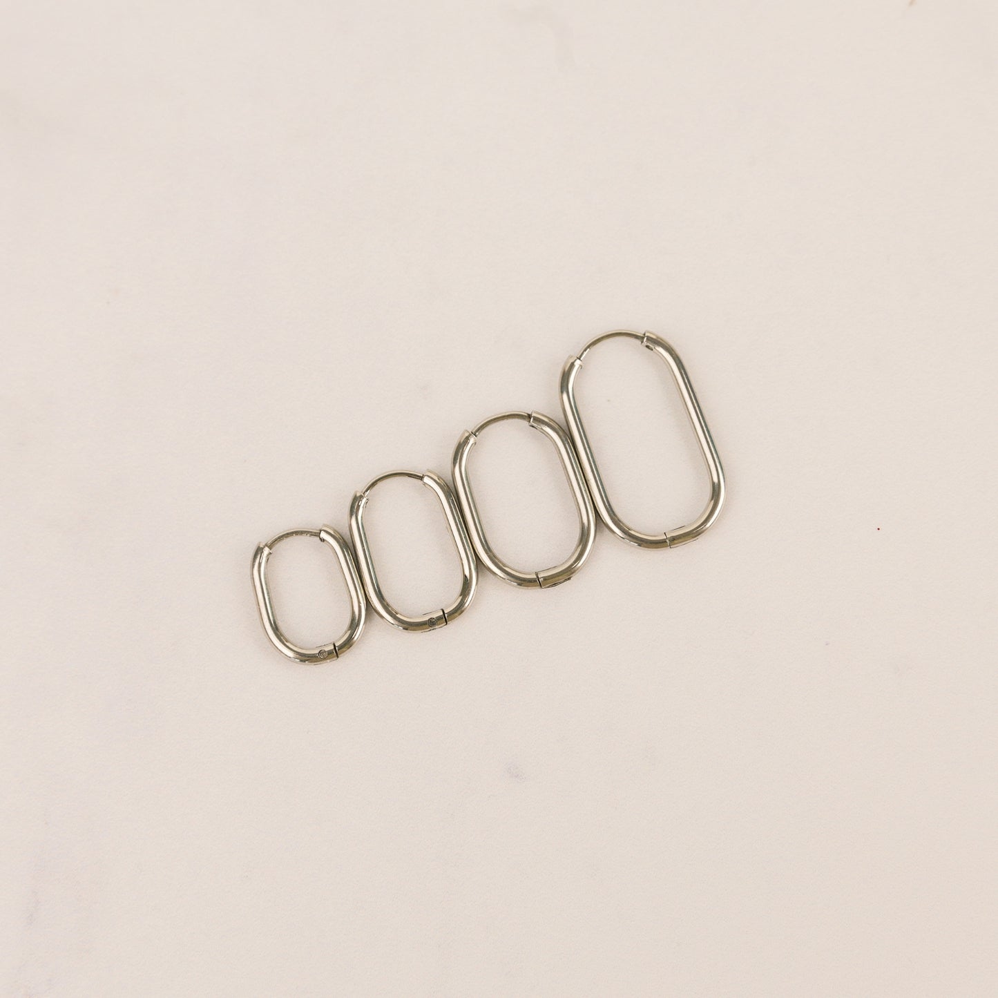 Everlasting Silver Oval Hoops | Surgical Steel Earrings