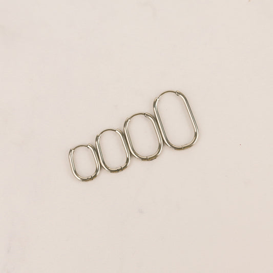 Everlasting Silver Oval Hoops | Surgical Steel Earrings