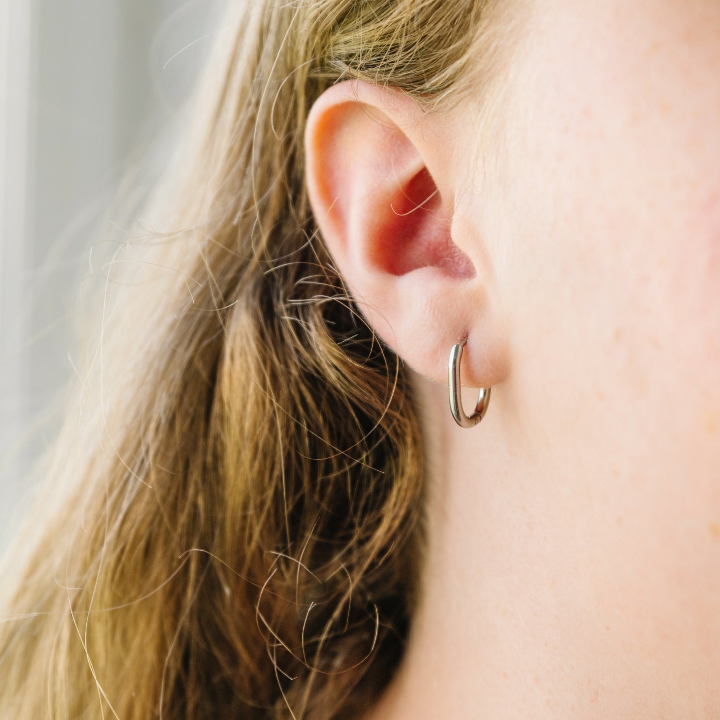 Everlasting Silver Oval Hoops | Surgical Steel Earrings